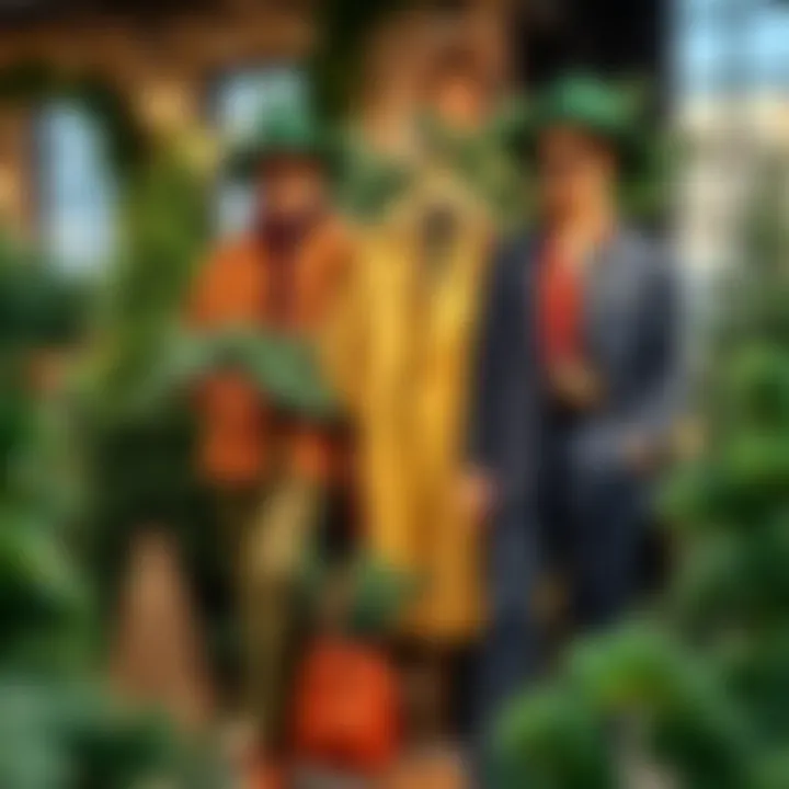 Creative display of faux pine in a fashion-forward context