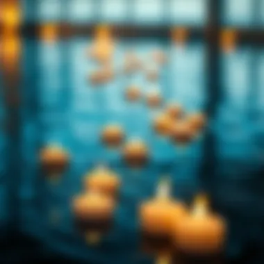 Elegant floating flameless candles in a serene water setting