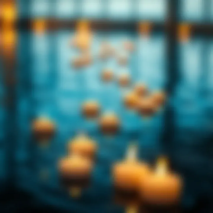 Elegant floating flameless candles in a serene water setting
