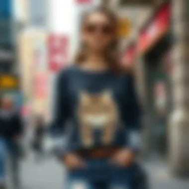 Fashionable Outfit Featuring the Cat Shirt Fashionable outfit featuring the Cat Shirt paired with trendy accessories