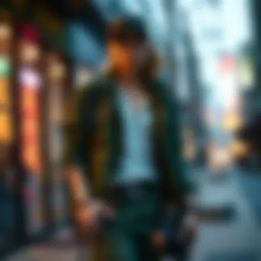 Fashion accessories complementing green cargo pants