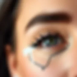 A close-up of an eye showcasing hexagon eyeliner design