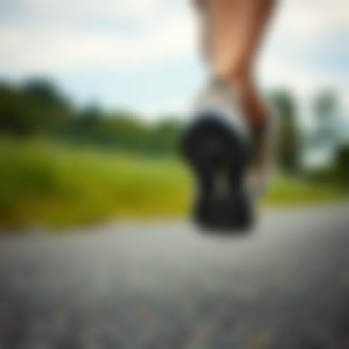 Runner showcasing leopard print shoes during a jog