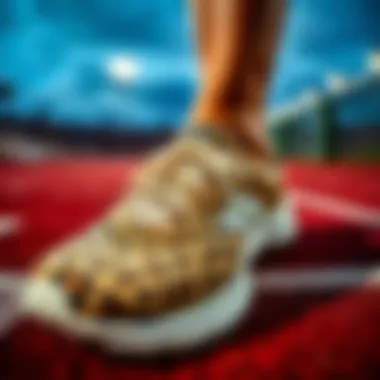 Stylish leopard print running shoes on a track