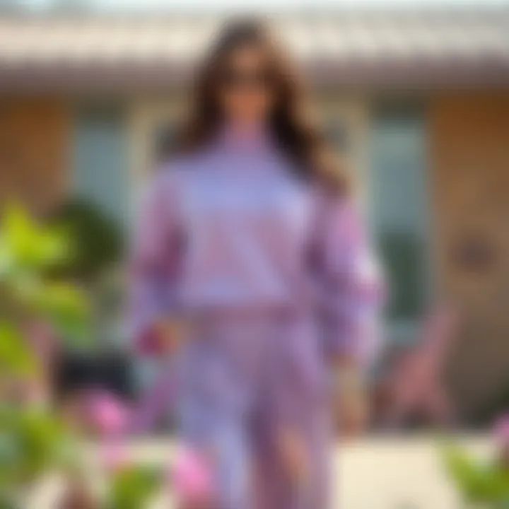 Sustainable fashion elements incorporated into lilac outfit