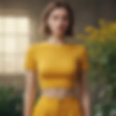 Sustainable fashion elements incorporated with a mustard yellow crop top