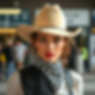 Fashionable individual showcasing a plain cowgirl hat in a stylish outfit