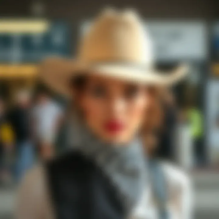 Fashionable individual showcasing a plain cowgirl hat in a stylish outfit