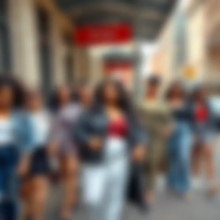 Group of diverse individuals celebrating plus size style in a city setting