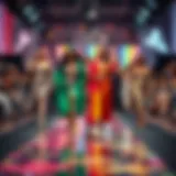 Diverse plus size fashion trends showcased on a colorful runway