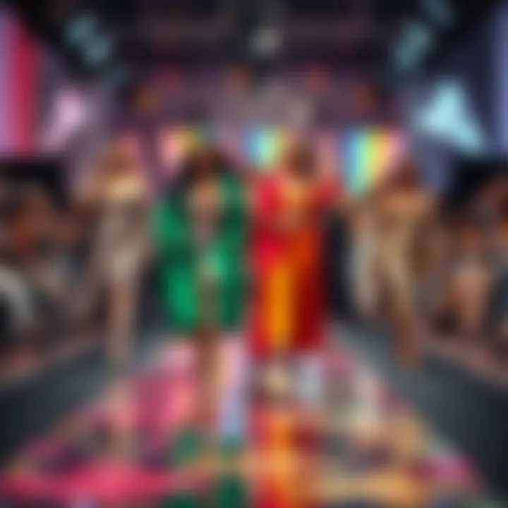 Diverse plus size fashion trends showcased on a colorful runway