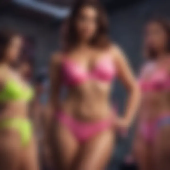 Stylish Display of Neon Lingerie Pieces Stylish display of various neon lingerie pieces, showcasing different styles and fits