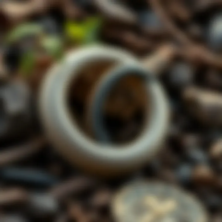 Environmental Appeal of Rubber Rings An artistic arrangement of rubber couple rings surrounded by natural elements, symbolizing their environmental significance.
