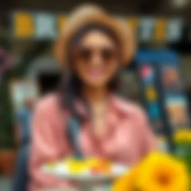 Vibrant Color Palette for Brunch Colorful brunch outfit showcasing vibrant palettes