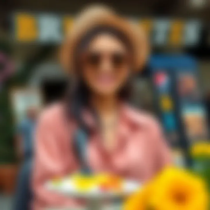 Vibrant Color Palette for Brunch Colorful brunch outfit showcasing vibrant palettes