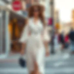 Elegant brunch attire featuring a stylish dress