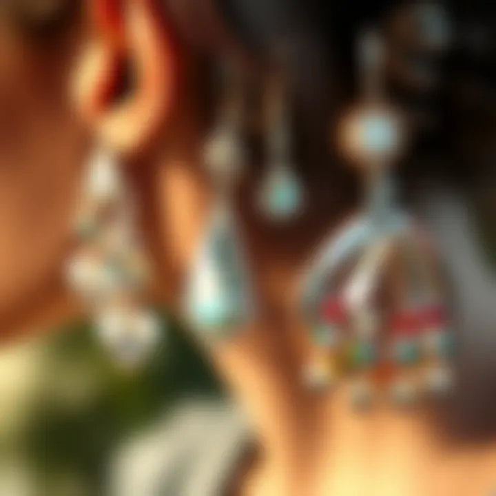 Variety of Styles in Contemporary Fashion Diverse styles of shiny crystal earrings showcased in a fashionable setting