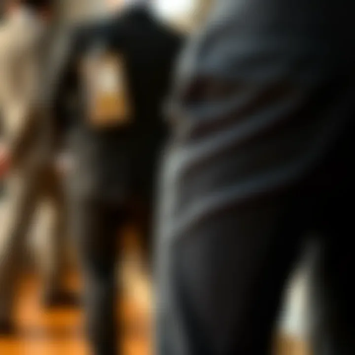 A close-up of tailored slacks emphasizing fit and cut.