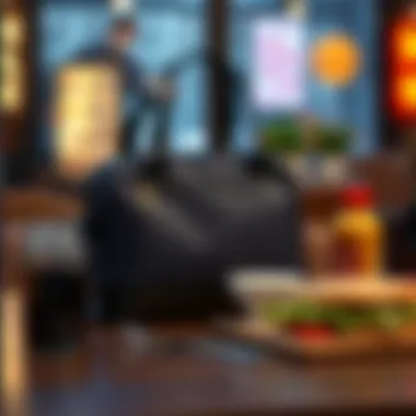 Stylish small lunch bag on a table