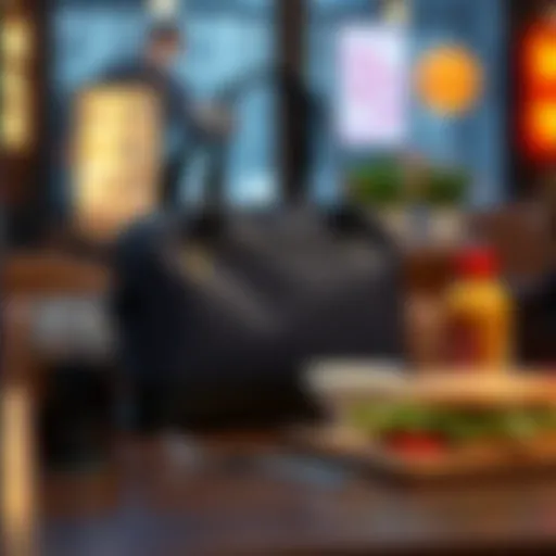 Stylish small lunch bag on a table