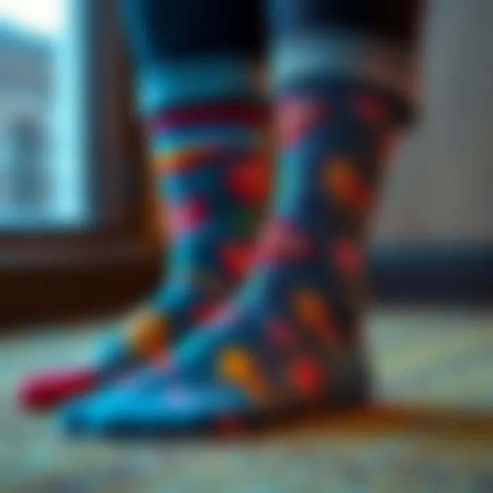 Colorful socks with artistic designs