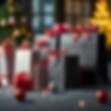 Square bottom gift bags arranged aesthetically for a festive occasion