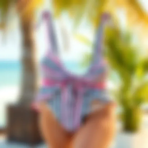 Stylish Design Elements of the Bikini Stripped knot hem high waisted bikini showcasing its unique design