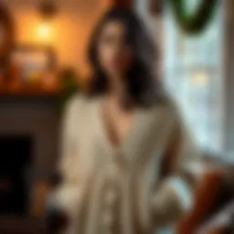 Chic knitted cardigan in a cozy setting