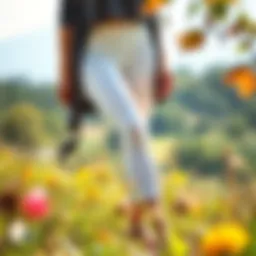 A model showcasing the perfect summer weight capri leggings in a vibrant outdoor setting.