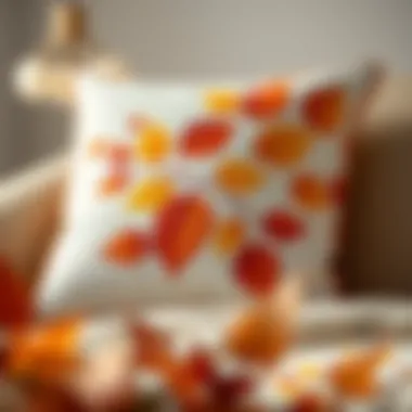 Elegant Thanksgiving pillow with autumn leaves design