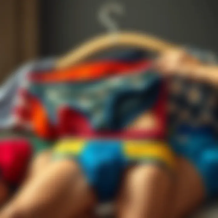 Colorful array of matching underwear designs displayed artfully