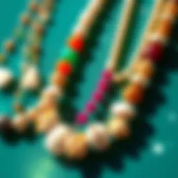 A collection of vibrant beach necklaces with shells and beads