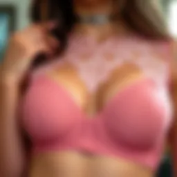 Intricate lace detailing on a bralette crop top