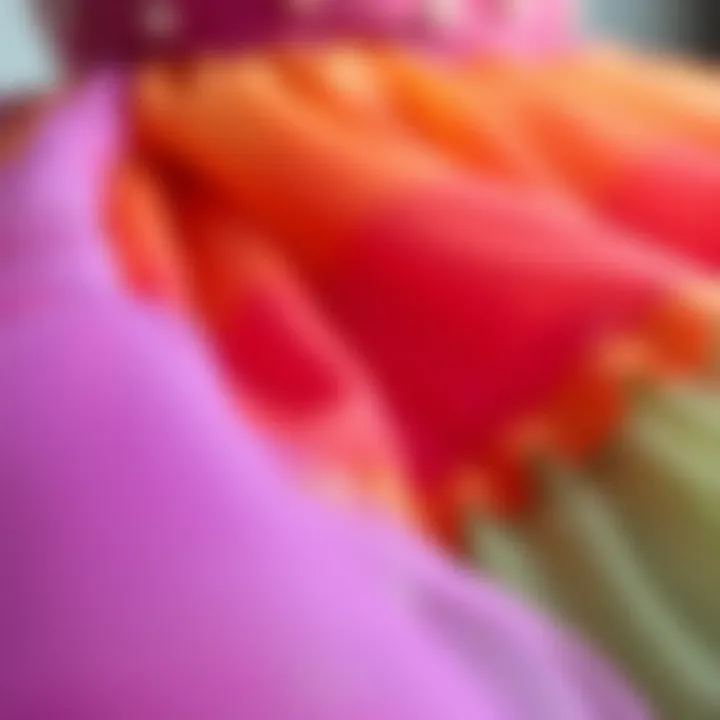 Textural Elegance in Rainbow Princess Fashion A close-up of a rainbow princess dress highlighting the texture and fabric used in its creation.