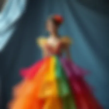 Sustainable Fabrics for Vibrant Fashion Choices An array of sustainable materials used in crafting rainbow princess dresses.