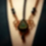 Elegant black spade necklace showcasing intricate design