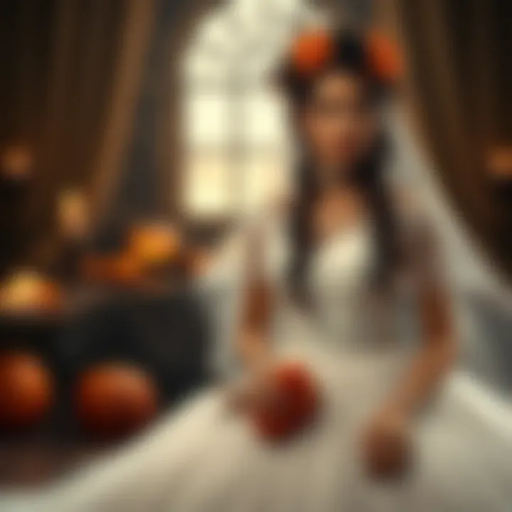 Creative Halloween Wedding Styling Creative styling of a wedding dress with Halloween accessories