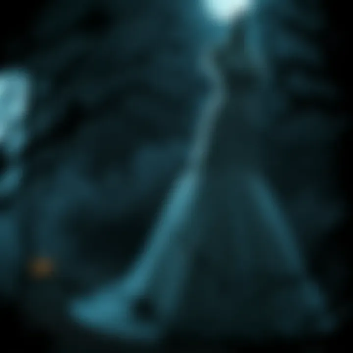 Haunted Wedding Dress Atmosphere A wedding dress in a haunted setting, embodying Halloween spirit