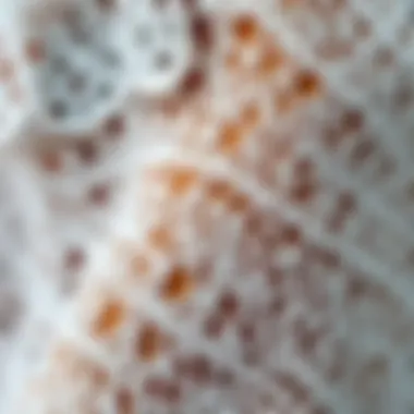 Close-up of intricate crochet patterns showcasing the texture of a coverup skirt