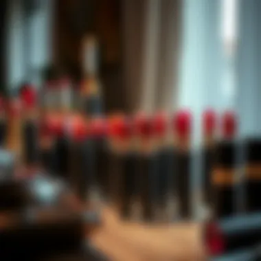 Aesthetic display of various ultra matte liquid lipsticks in a chic arrangement