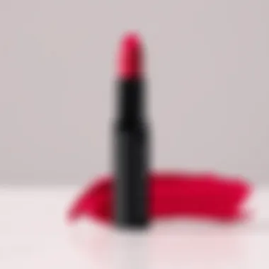 Swatch of ultra matte liquid lipstick on a smooth surface highlighting its pigmentation