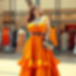 Stylish orange plus size summer dress on display