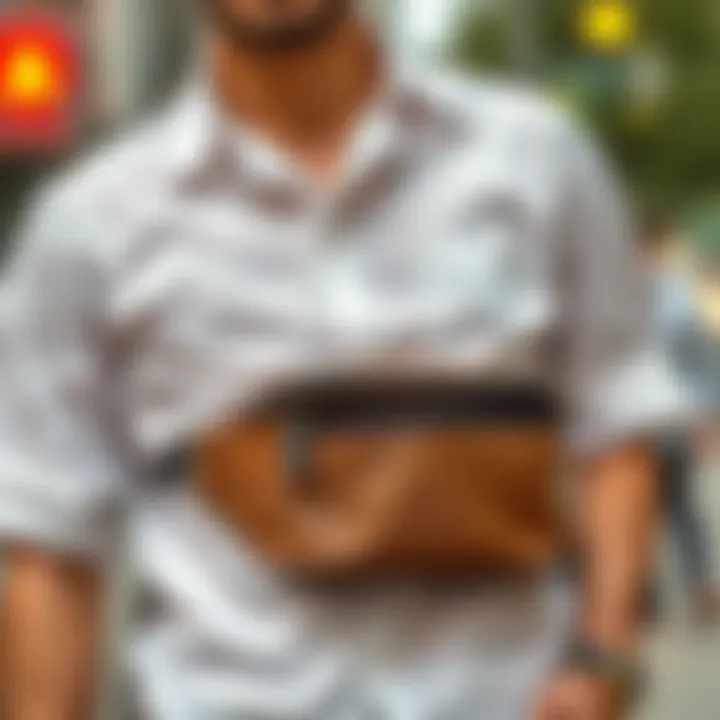 Fashionable belt bag styled with casual wear