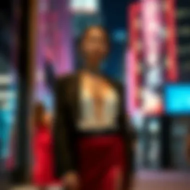 Maxi slit top paired with formal attire for an evening event