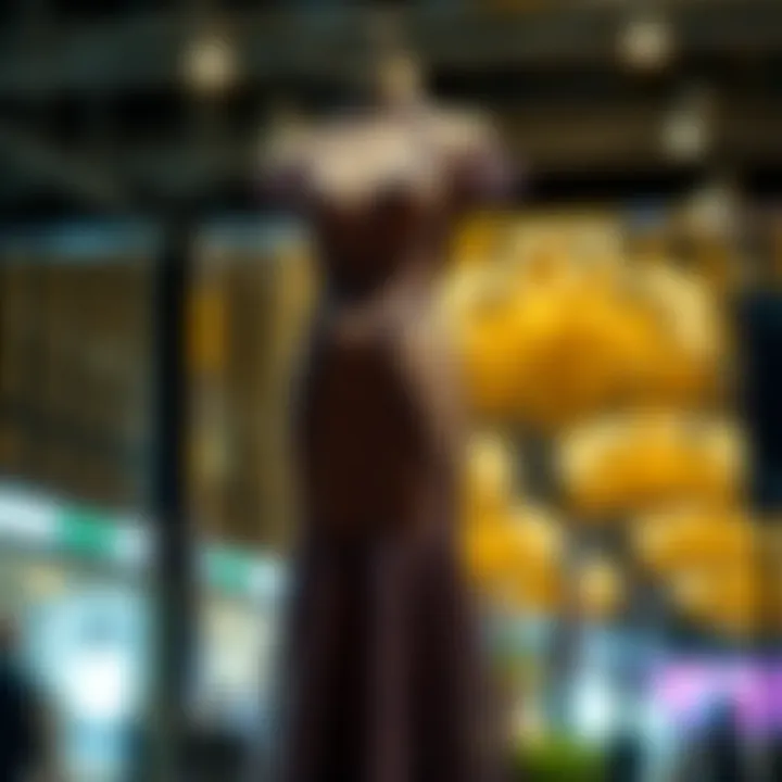 Intricate Design of Mesh Overlay Maxi Dress Elegant mesh overlay maxi dress displayed on a mannequin showcasing its intricate design.