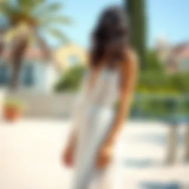 Stylish Outdoor Look with Mesh Overlay Maxi Dress Stylish outdoor setting featuring a model wearing a mesh overlay maxi dress.