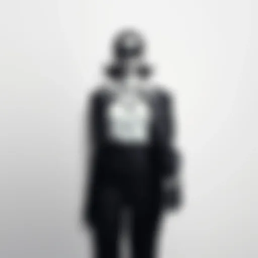 Elegant monochrome two-piece set displayed on a minimalist backdrop