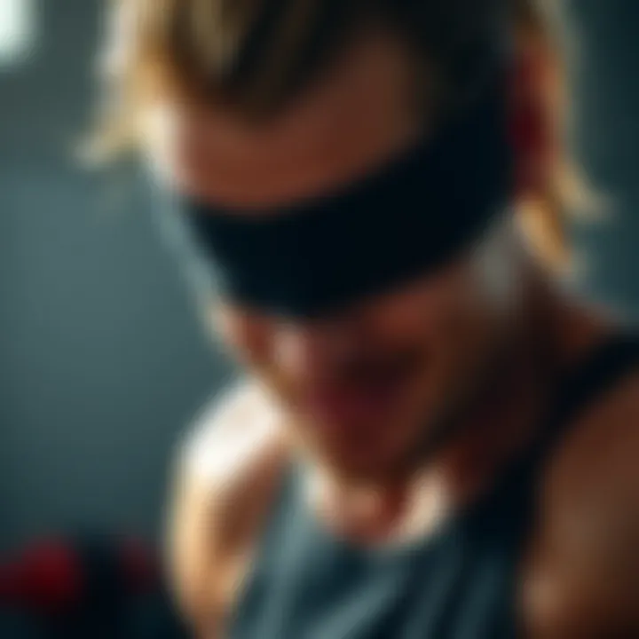 Sweat Band in Action A person wearing a sweat band during an intense workout session