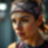 Close-up view of a sweat band with moisture-wicking technology