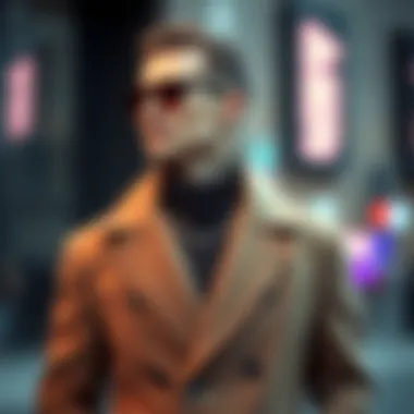 A fashion-forward individual showcasing contemporary styling of a single breasted overcoat.